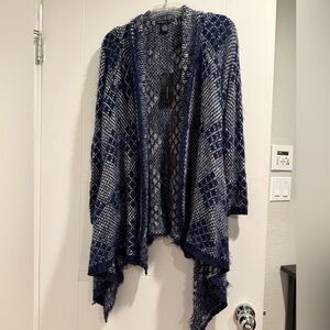BCBG Blue and White Patterned Cardigan